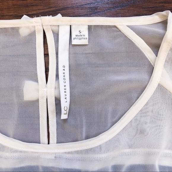 Lauren Conrad • sheer striped navy bow back top tee popover preppy twee - Picture 4 of 7